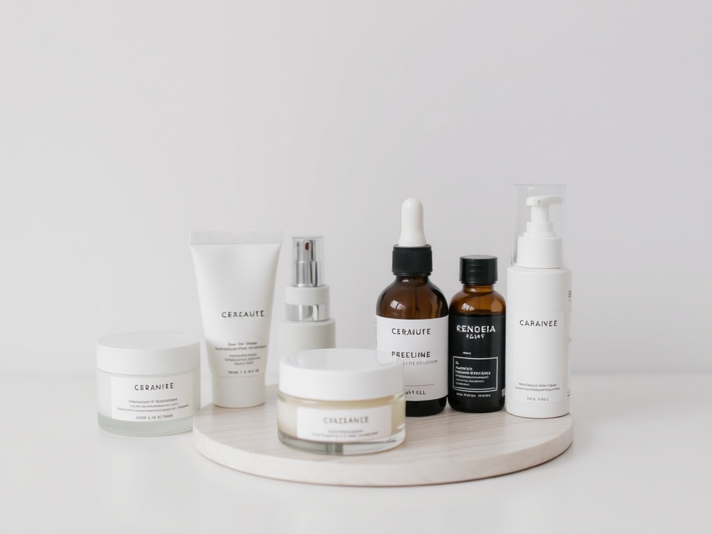 minimal skincare routine setup neutral tones calm