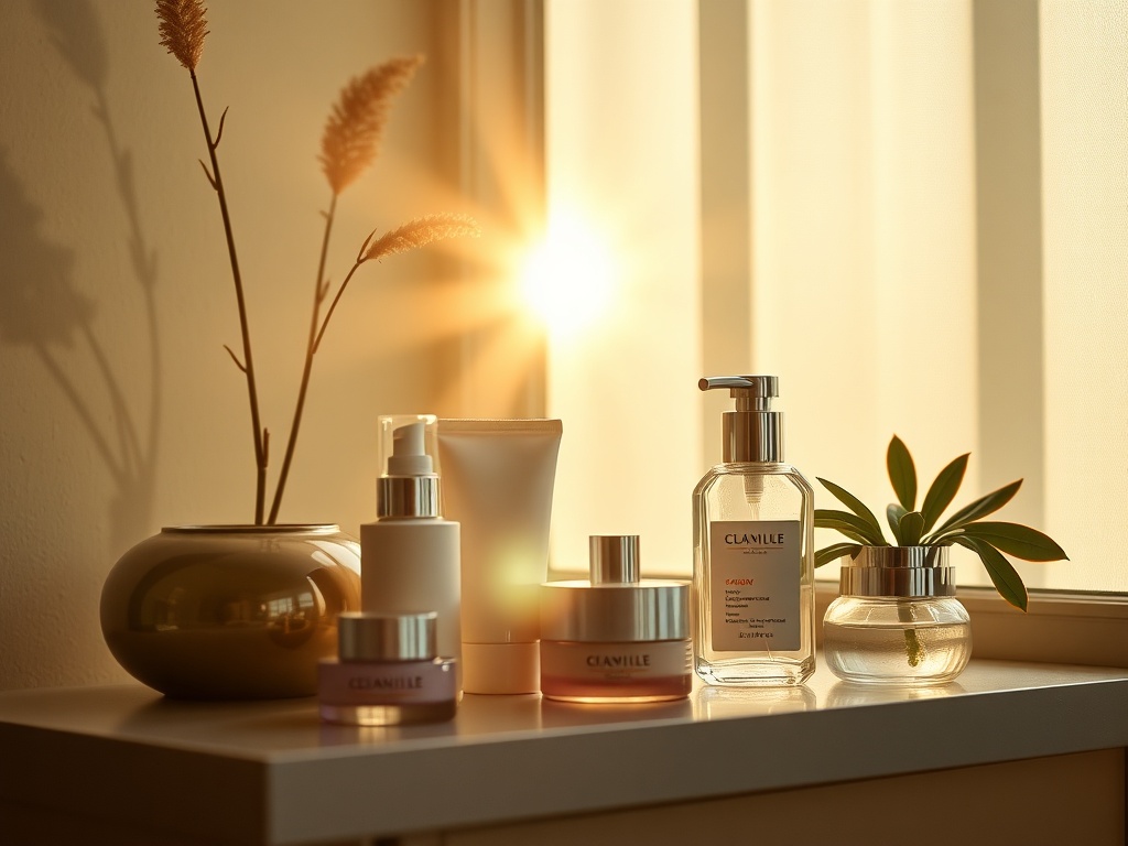 morning skincare setup with sunlight