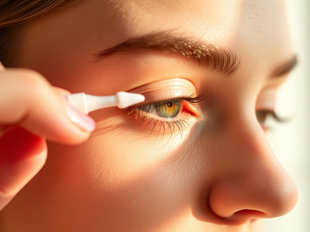 eye cream being applied under eyes in soft morning light