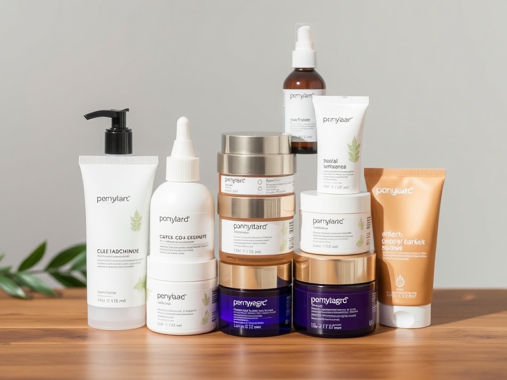 A stack of skincare products in recyclable containers with eco-friendly packaging