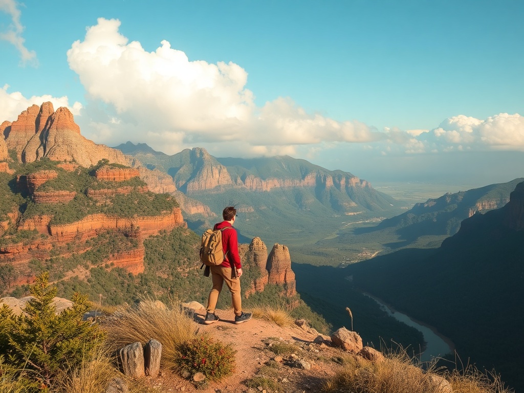 vivid description of an adventurous traveler exploring a new, unexpected place