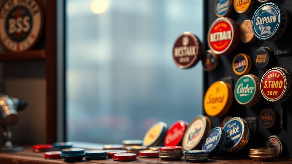 Setting Up a Display for Vintage Bottle Caps