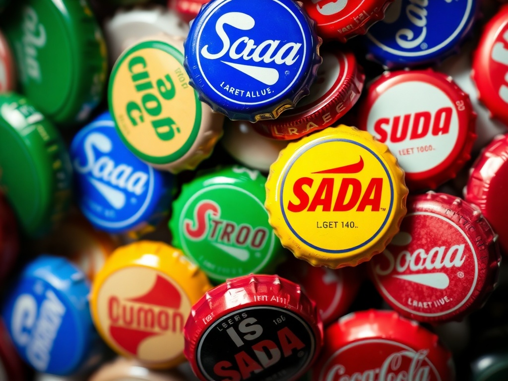 a mix of modern soda caps and vintage rare caps contrasted visually