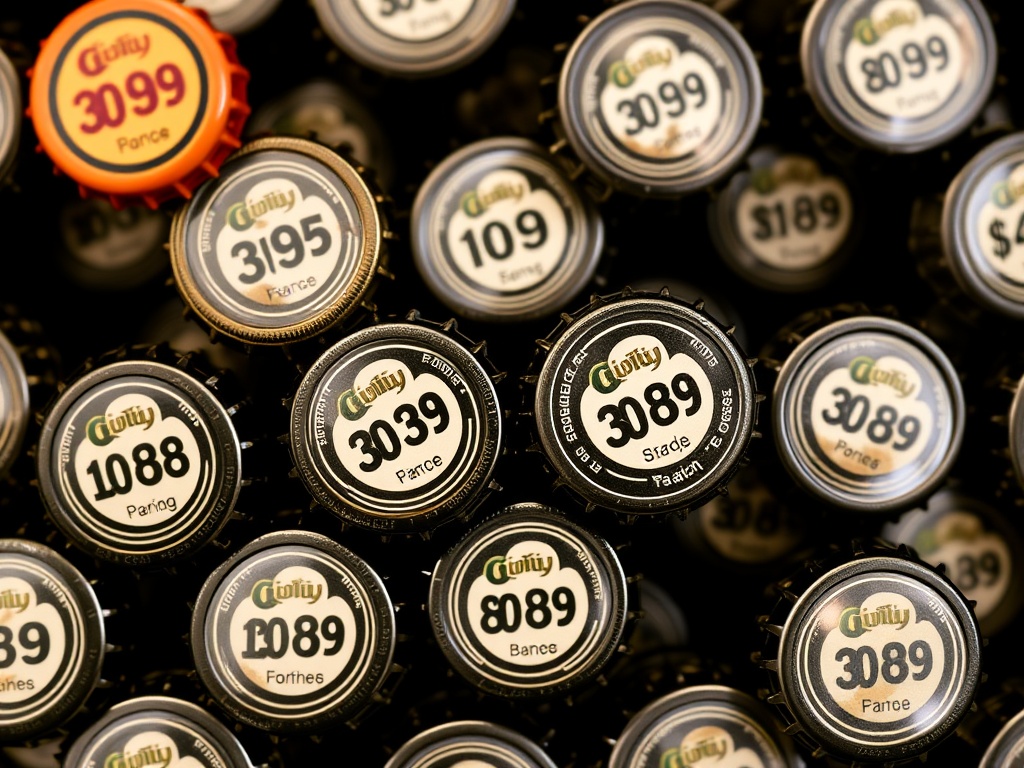 online marketplace showing bottle caps labeled rare with price comparisons