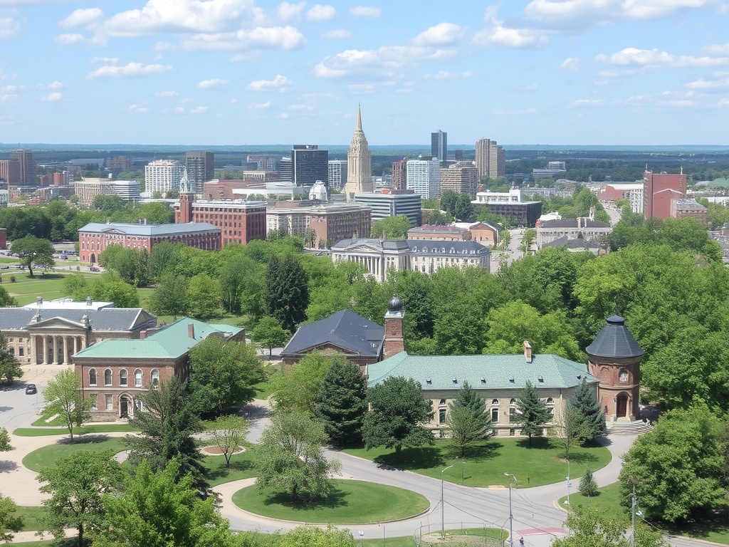 Brantford cityscape with parks and historical sites