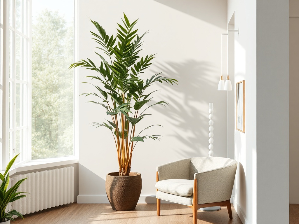 modern room with a tall indoor plant adding freshness and elegance