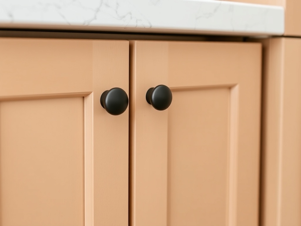 kitchen cabinet close-up with matte black hardware, modern upgrade, clean design