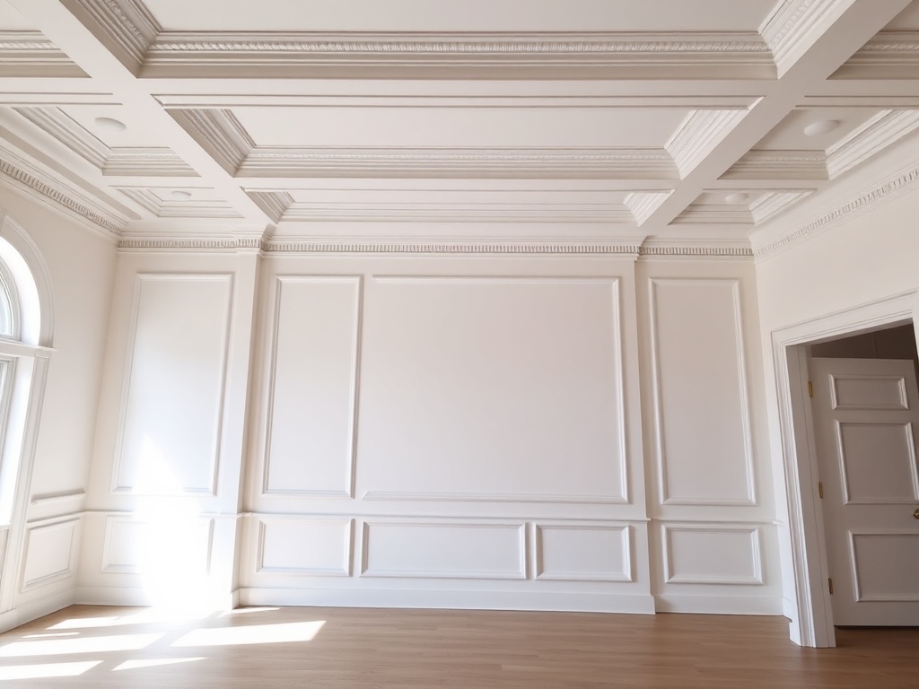 room with elegant crown molding, classic trim detail, bright neutral walls