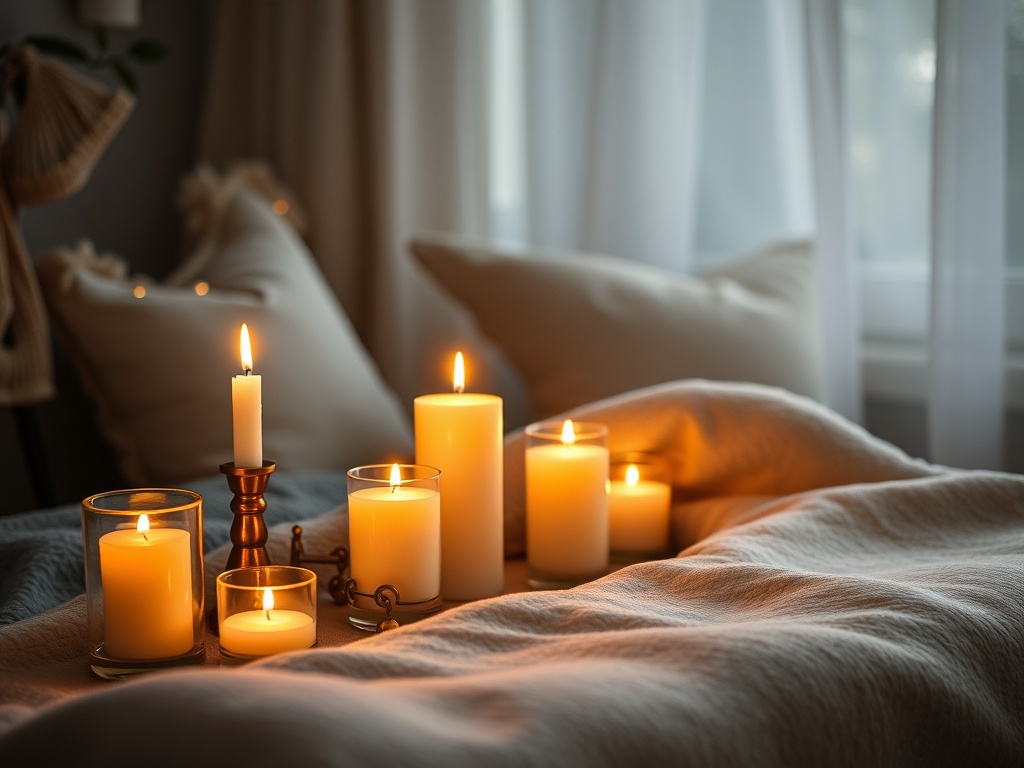 candles soft lighting cozy ambiance relaxing home aesthetic