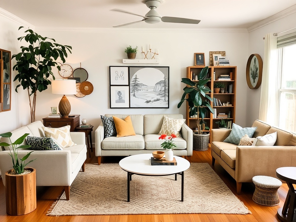 mix of thrifted and modern furniture curated living room budget shopping smart decor styling