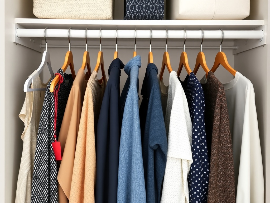 Closet organization showing well-maintained clothes on hangers