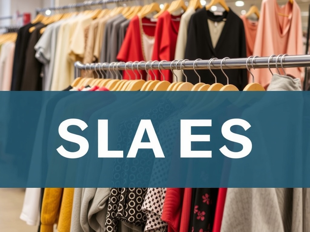 Seasonal clothing racks with discounted fashion items