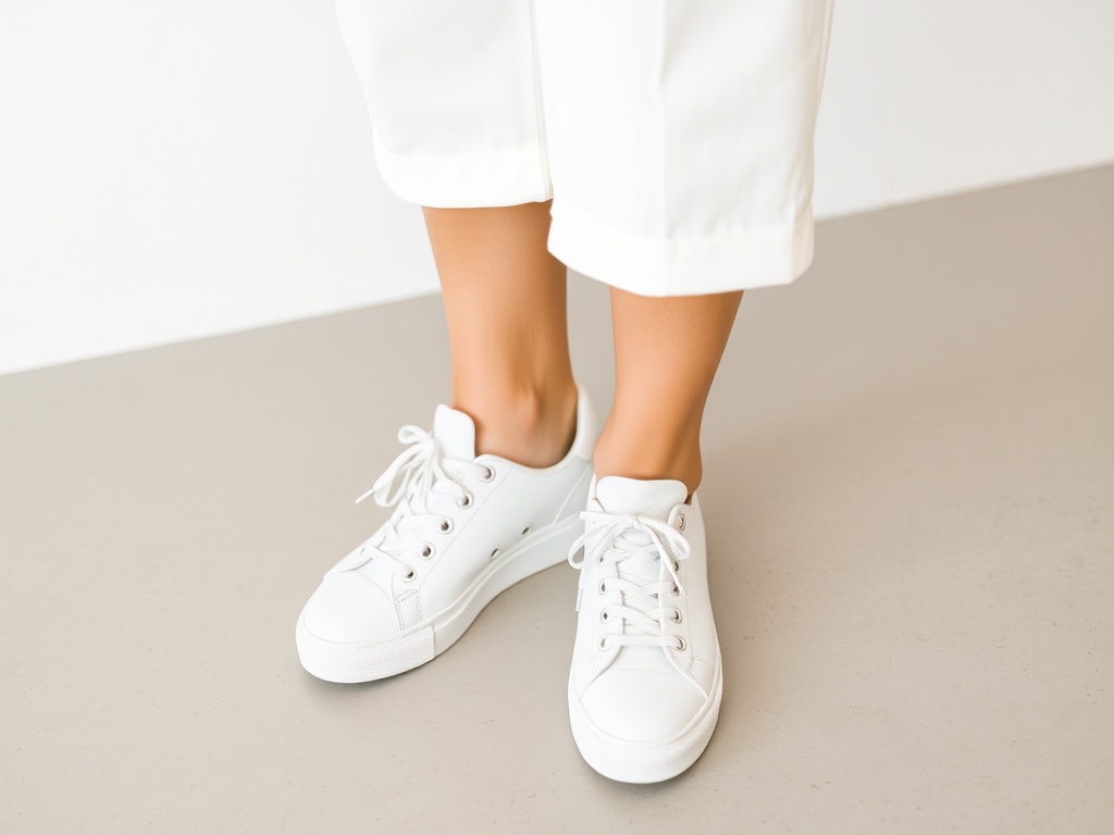 clean white sneakers and neutral shoes styled minimalist fashion aesthetic