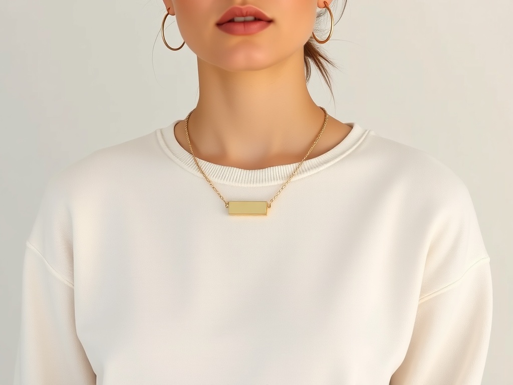 minimal neutral outfit with one bold accessory gold jewelry clean fashion aesthetic