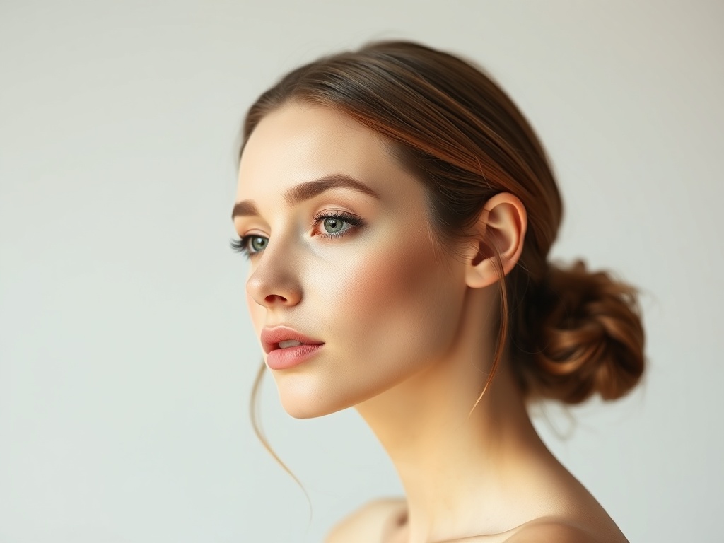 woman minimal beauty clean hair simple makeup polished look natural light