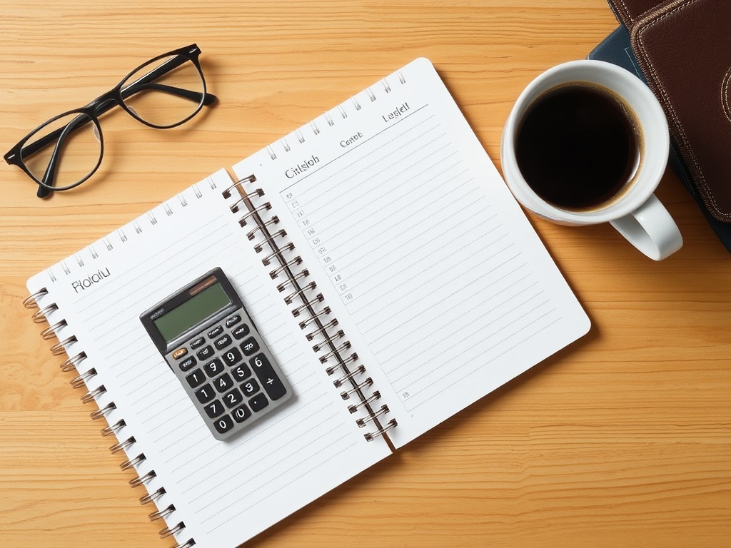 travel budget planning notebook calculator coffee europe trip planning