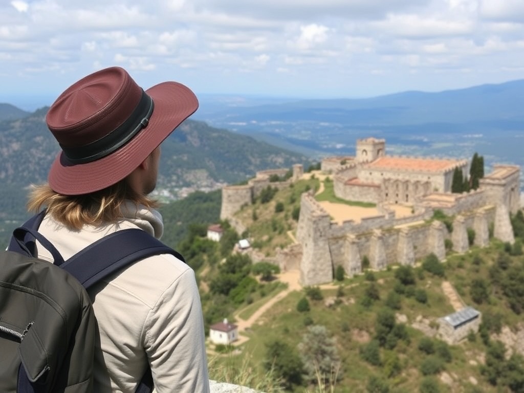 traveler visiting scenic viewpoint or historic landmark, enjoying free or low-cost activity