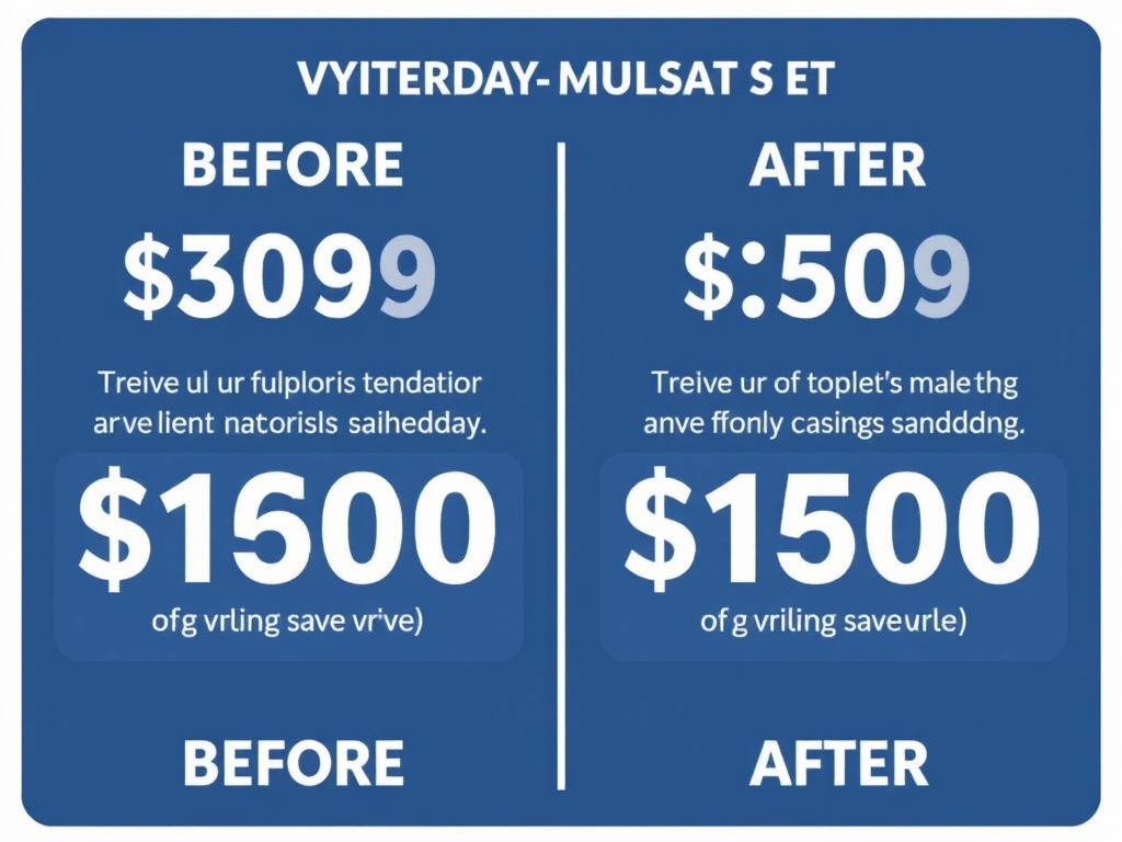 comparison of travel costs before and after optimization showing savings highlighted in bold numbers clean infographic style
