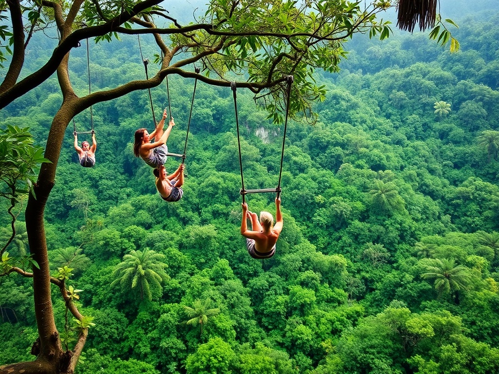 Bali Swing over jungle with bungee-style thrill