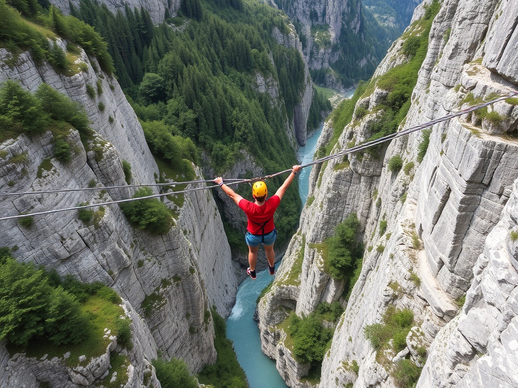 bungee jump over Verzasca Valley river gorge with mountains