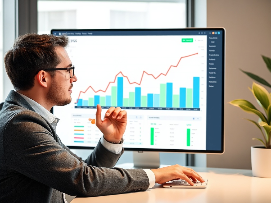 business owner reviewing rising SaaS subscription costs on dashboard with concern, clean modern style