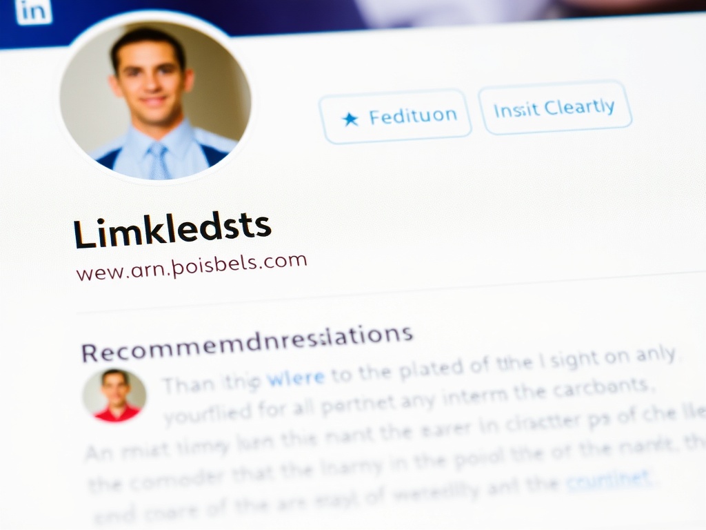 close-up of a professional LinkedIn profile showing headline, connections, and recommendations