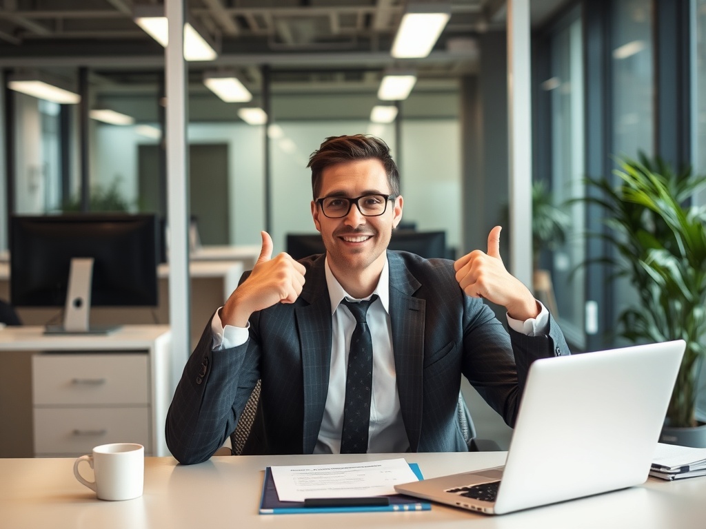 a professional in a modern office confidently negotiating salary at a desk