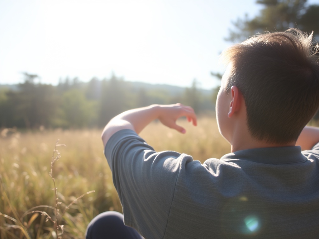 person taking break outdoors, sunlight, calm reset moment