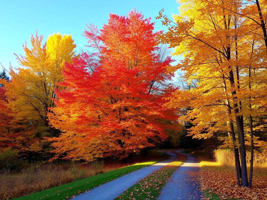 Ontario fall colors near Casselman, vibrant trees, crisp air, scenic path