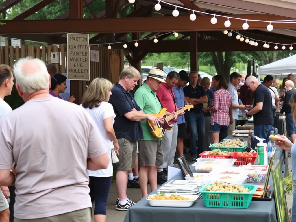 community event in Casselman, with people enjoying local food, music, and art