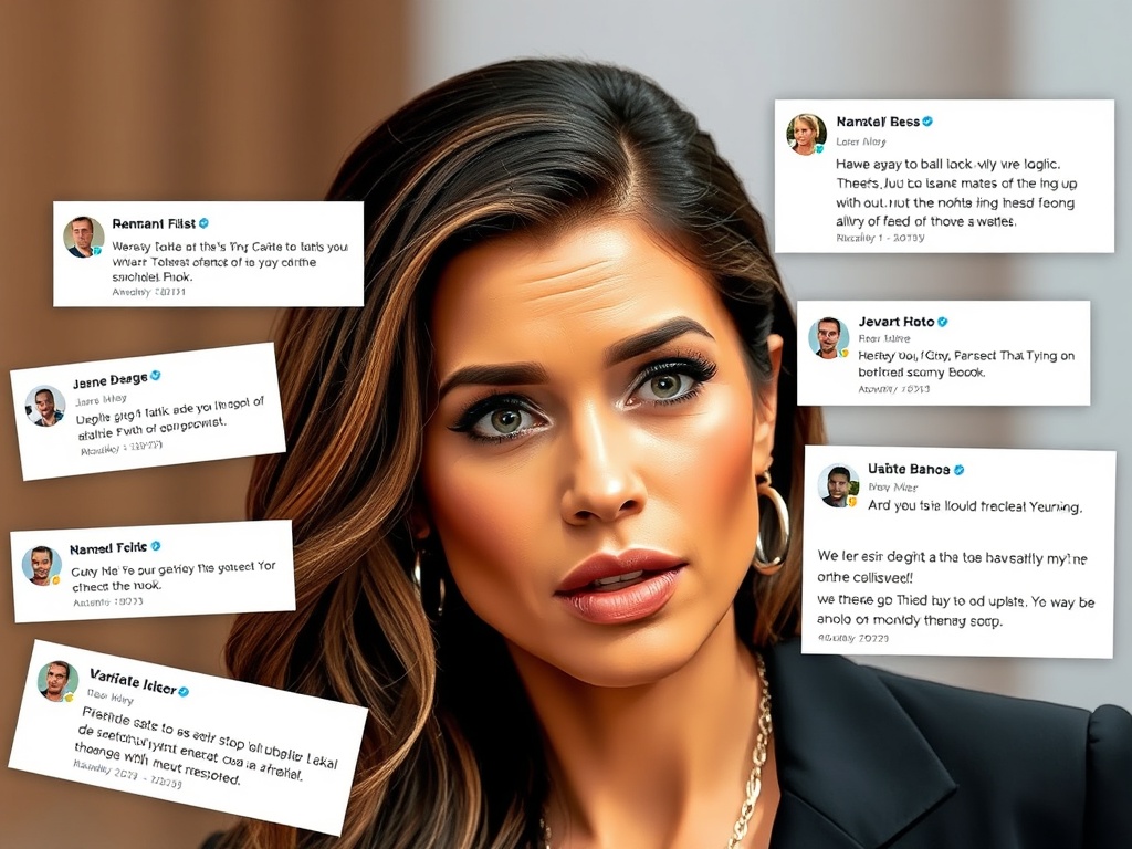 A celebrity experiencing the pressures of social media, with negative comments and headlines surrounding them.