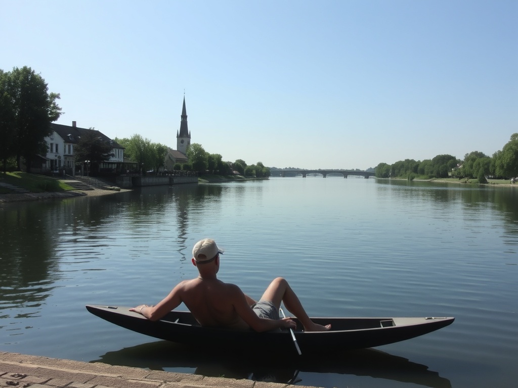 person relaxing by river in Chambly with no agenda peaceful moment
