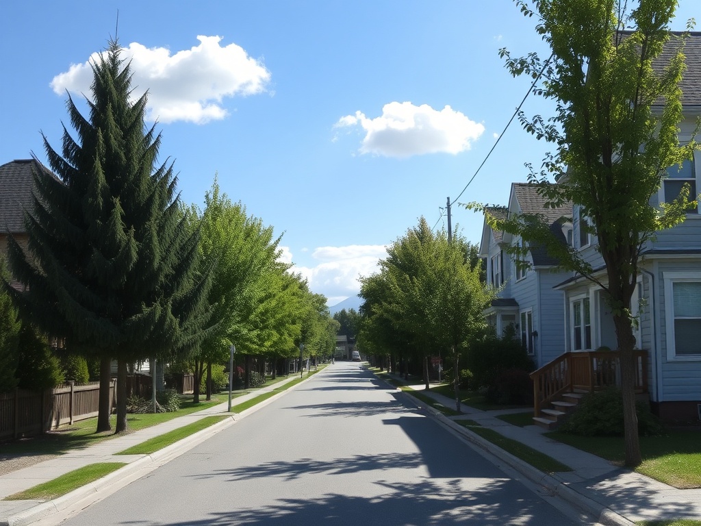 quiet residential street in Chambly Quebec with charming houses and trees