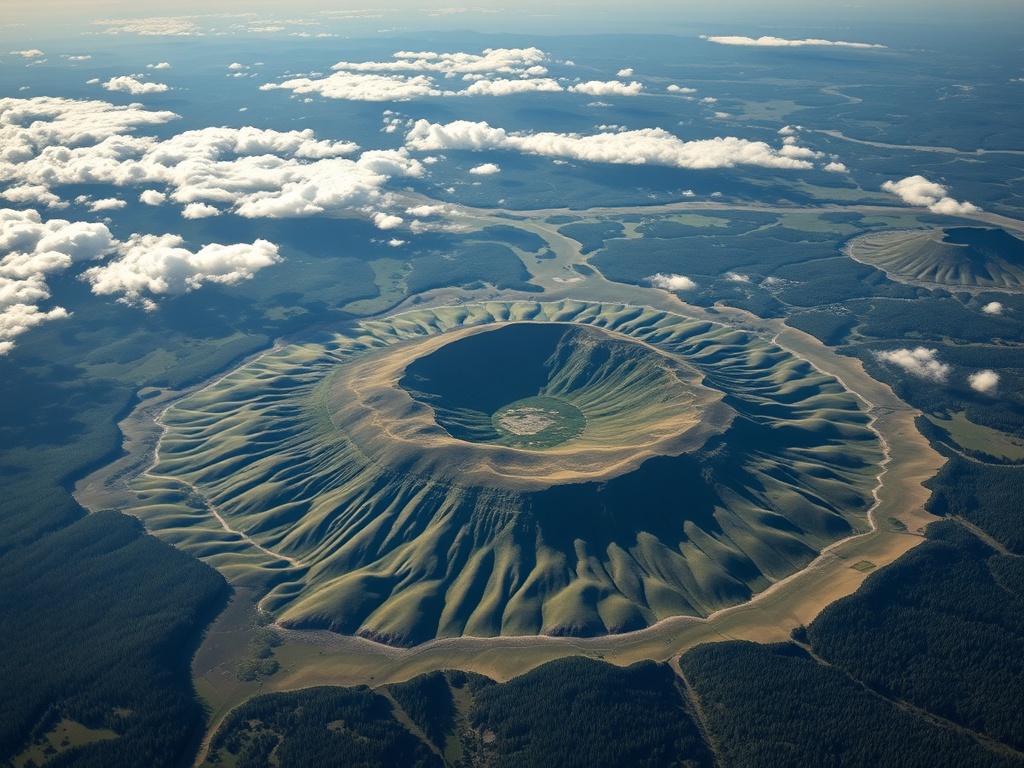 Charlevoix impact crater aerial rolling hills dramatic geography Quebec