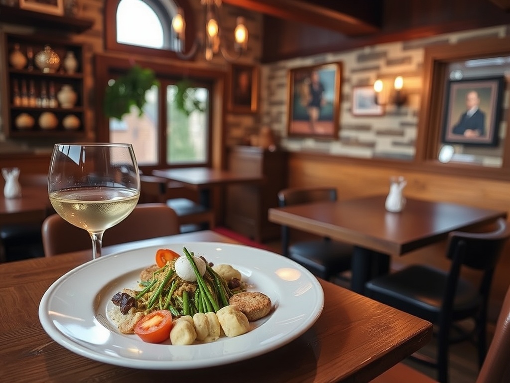 cozy restaurants Baie Saint Paul Quebec local cuisine plating rustic ambiance