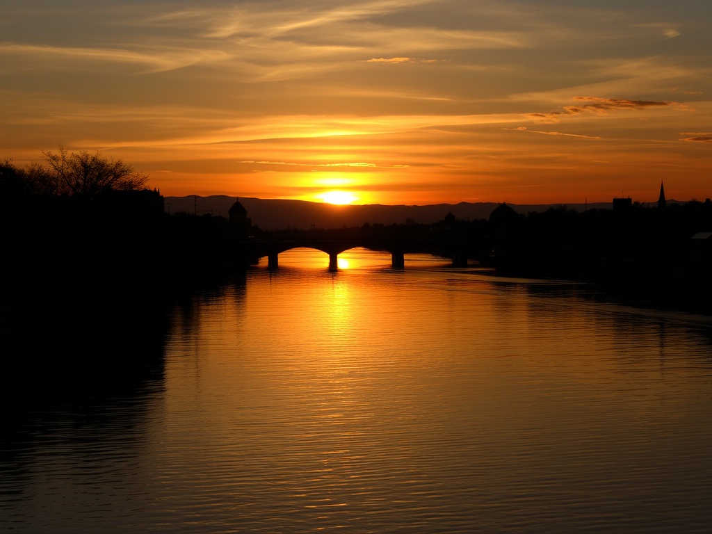 evening sunset in Châteauguay Quebec river golden light calm atmosphere