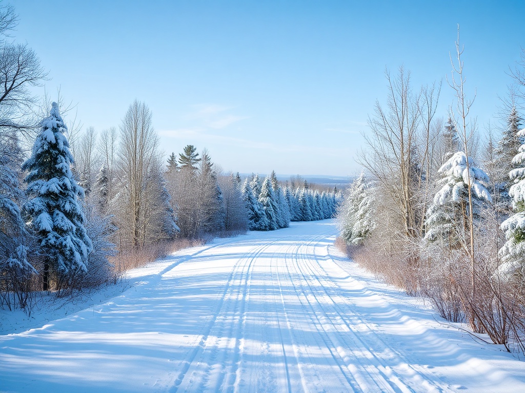 snow-covered park with cross-country ski trails