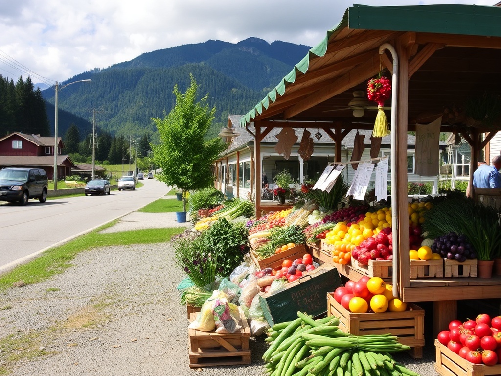 roadside farm stand fresh produce chilliwack valley mountains summer day