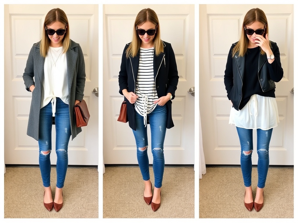 styling same clothing piece into three outfits mirror outfits fashion blogger style comparison