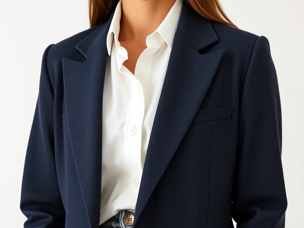 minimal wardrobe featuring high quality basics like blazer, denim, white shirt, neutral palette