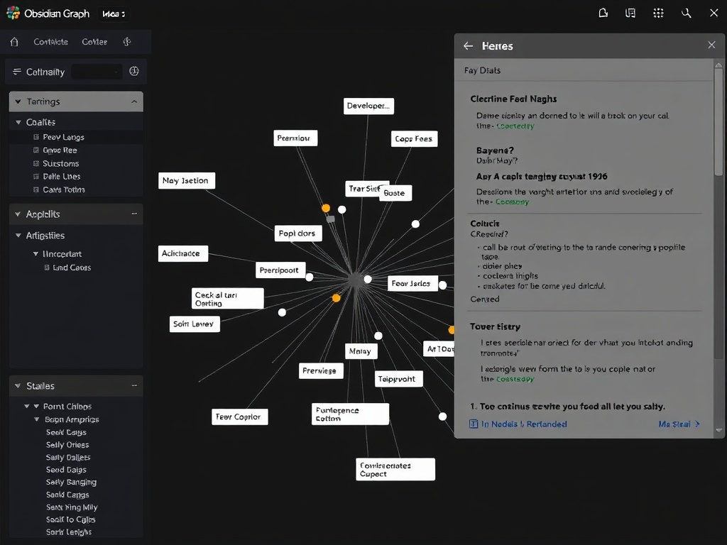 obsidian graph view showing connected developer notes and ideas