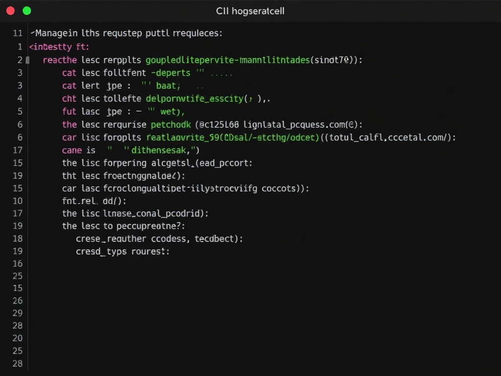 terminal showing GitHub CLI commands managing pull requests, sleek developer workflow in terminal
