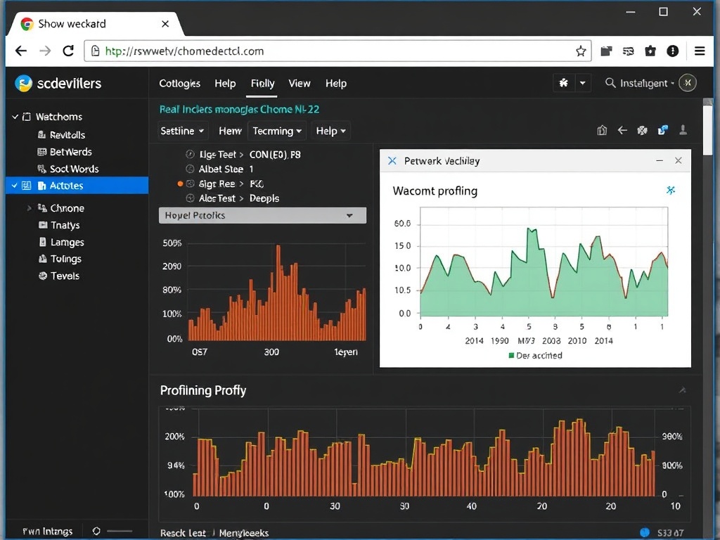 chrome devtools open showing network tab and performance profiling graphs