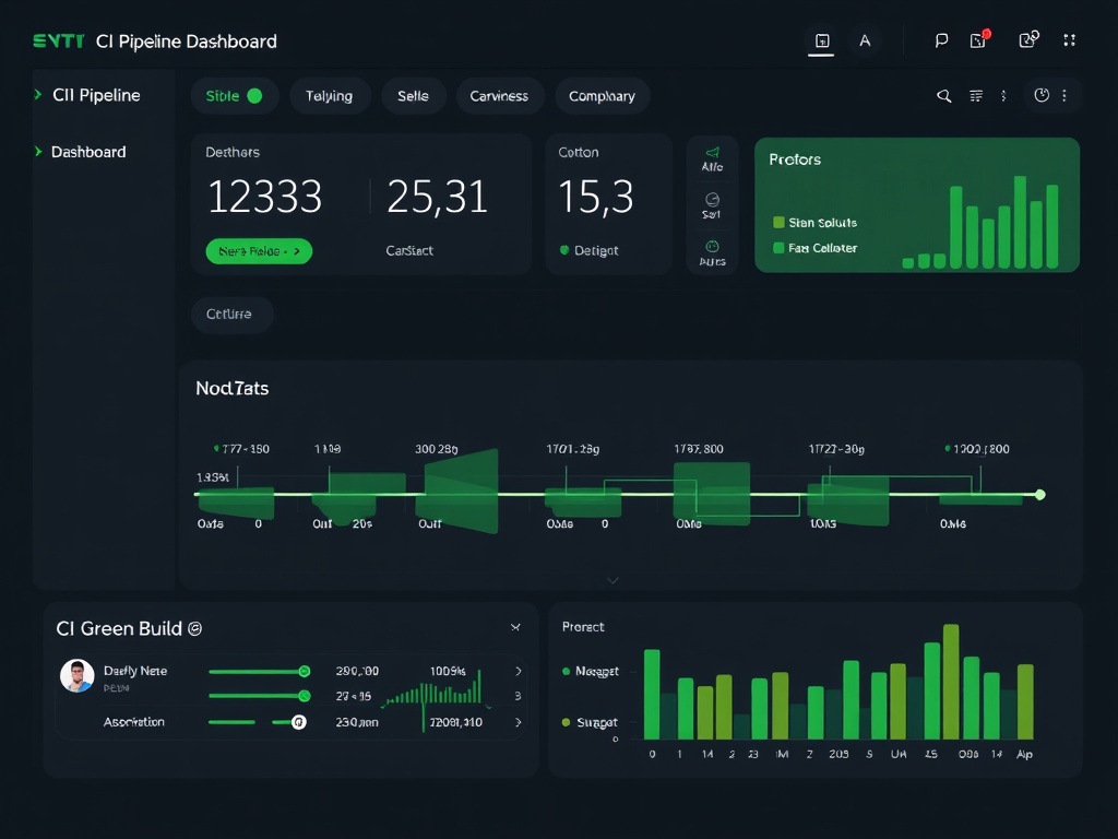 CI pipeline dashboard showing fast green builds and automated deployment