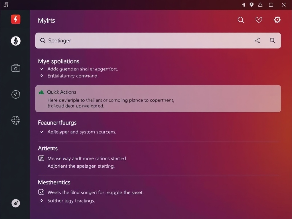 spotlight style launcher interface with developer commands and quick actions