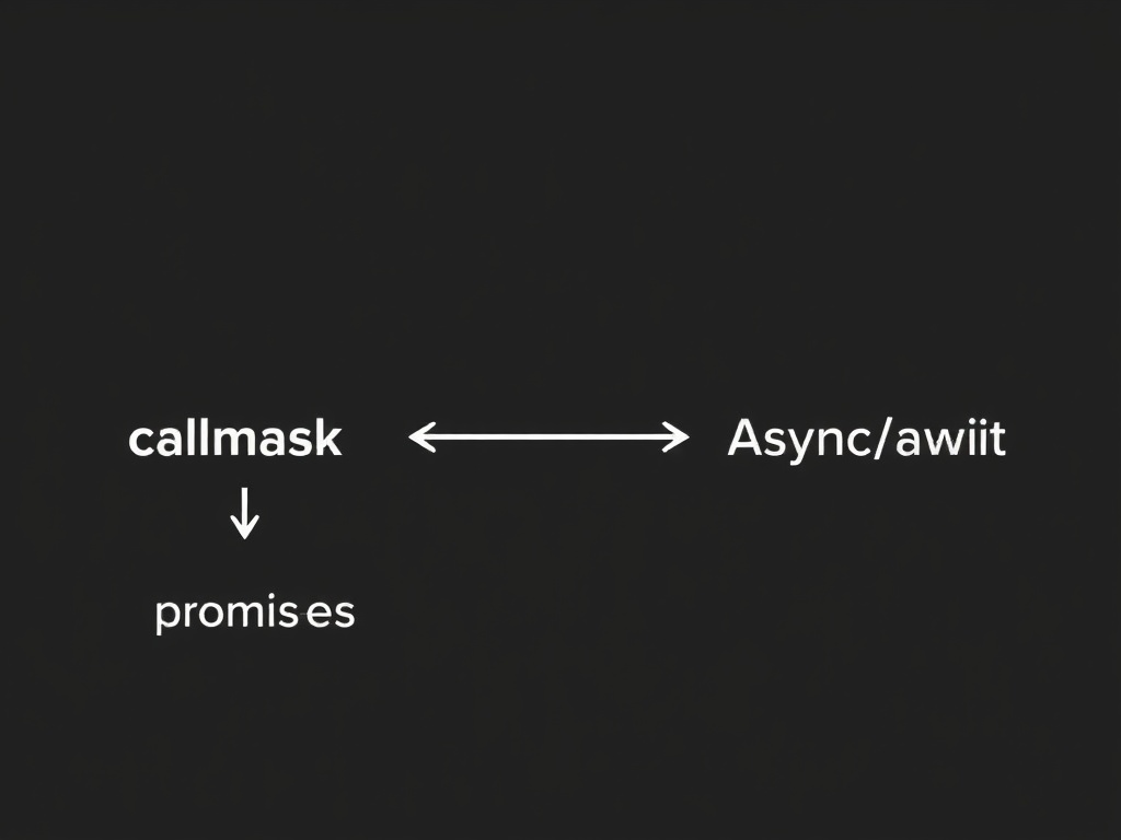 A diagram showing the transition from callbacks to promises and async/await in JavaScript.