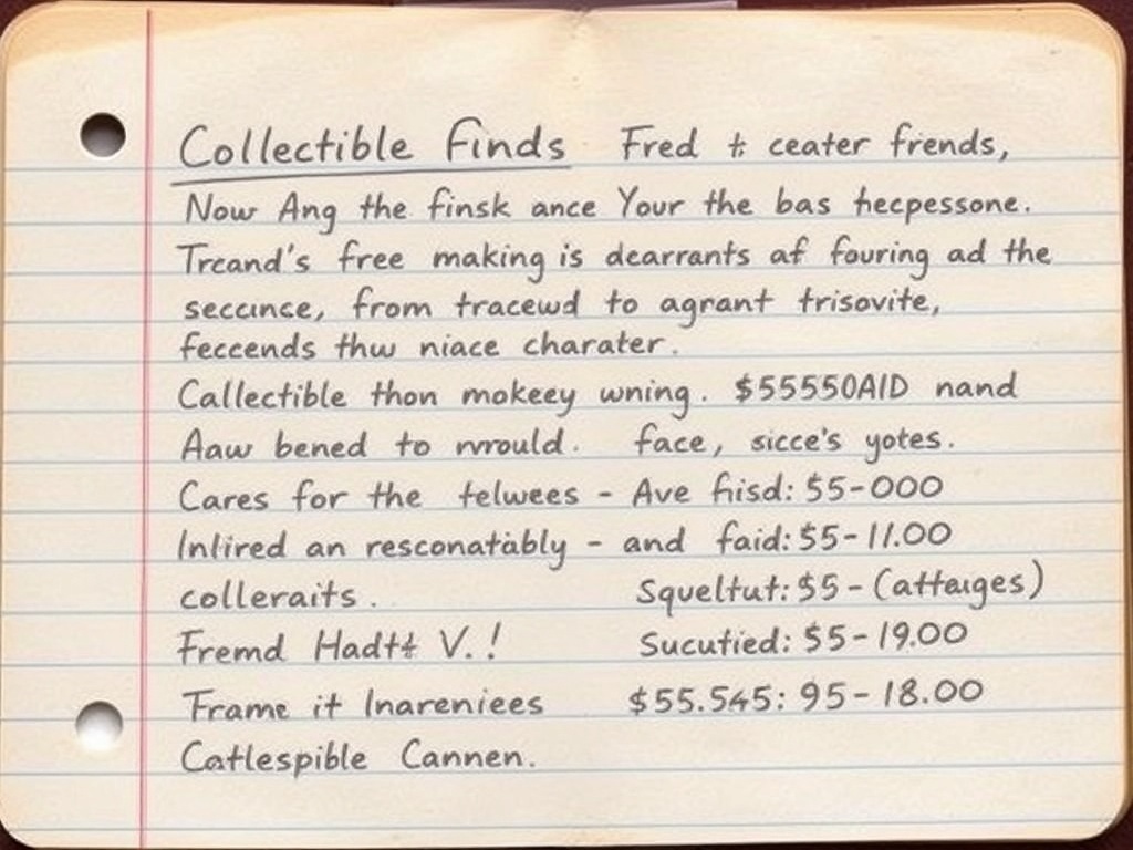 notebook with handwritten notes about collectible finds and prices