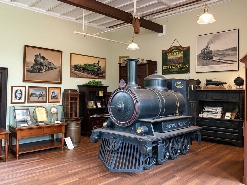 old-fashioned exhibits in Collingwood Museum showcasing railway and historical artifacts
