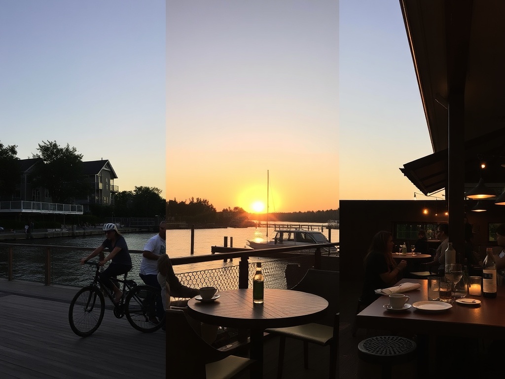 Collingwood Ontario weekend lifestyle collage waterfront biking coffee patio sunset dinner cozy vibes