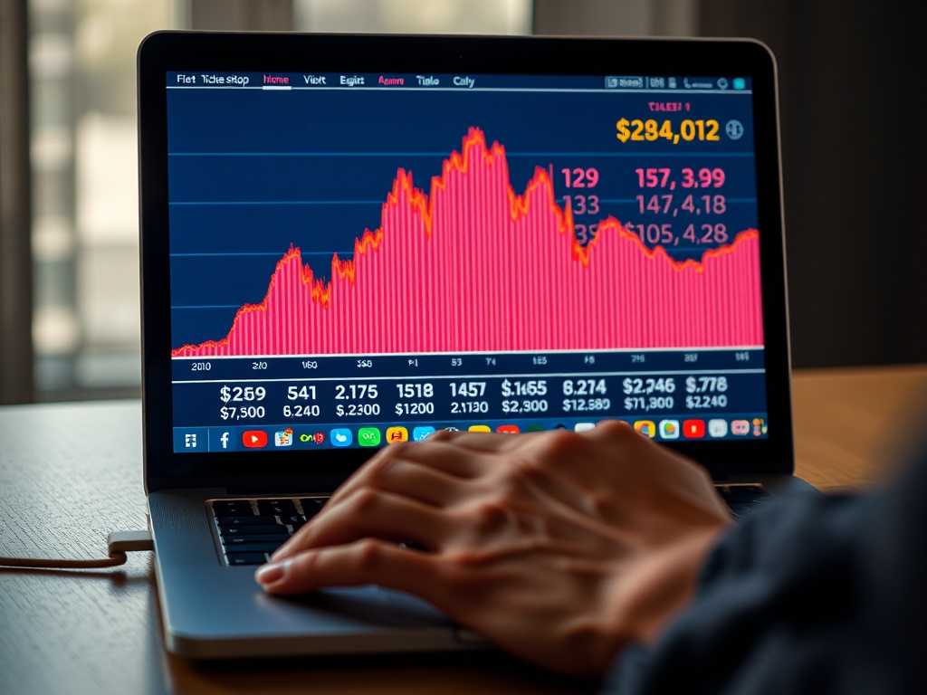 person calmly closing laptop while ticket prices spike on screen, symbolizing patience and discipline